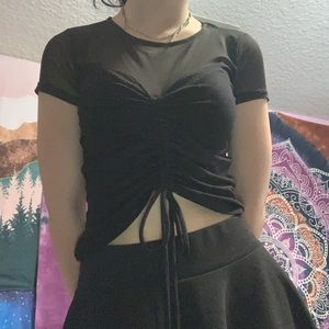 Adjustable black shirt w see through top